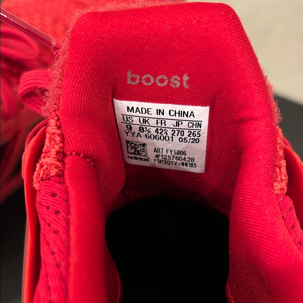 adidas ultraboost - red and white running shoes (Nebraska) - men’s size 9 - Picture 8 of 9